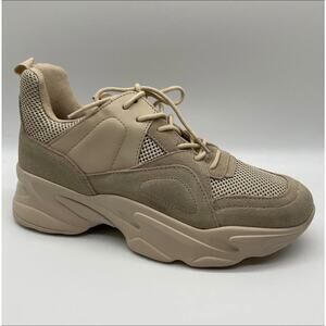 Steve Madden Sneakers Movement Beige Suede Platform Chunky Dad Shoes Size 7 Mesh